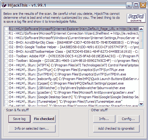 HijackThis screenshot